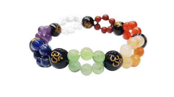 Om with 7 Chakra Stone Bracelet