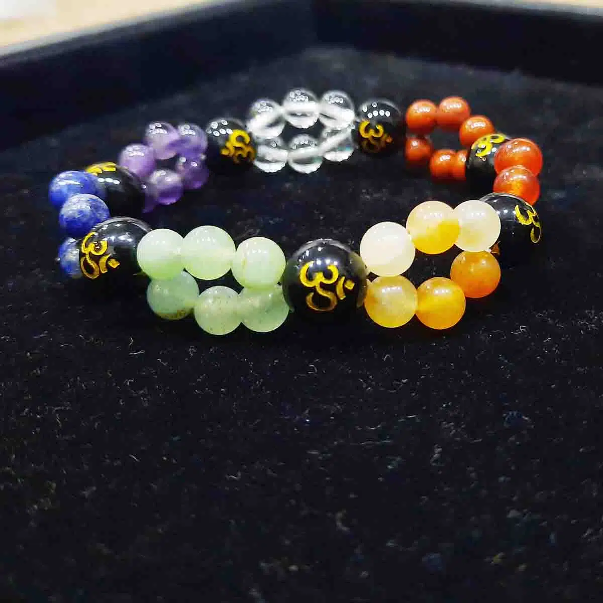 Om with 7 Chakra Natural Stone Bracelet_01