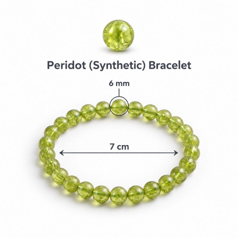 Peridot Round Beads Bracelet ( Synthetic ) (1) peridot round beads bracelet ( synthetic )