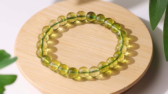 Peridot Round Beads Bracelet (Synthetic)