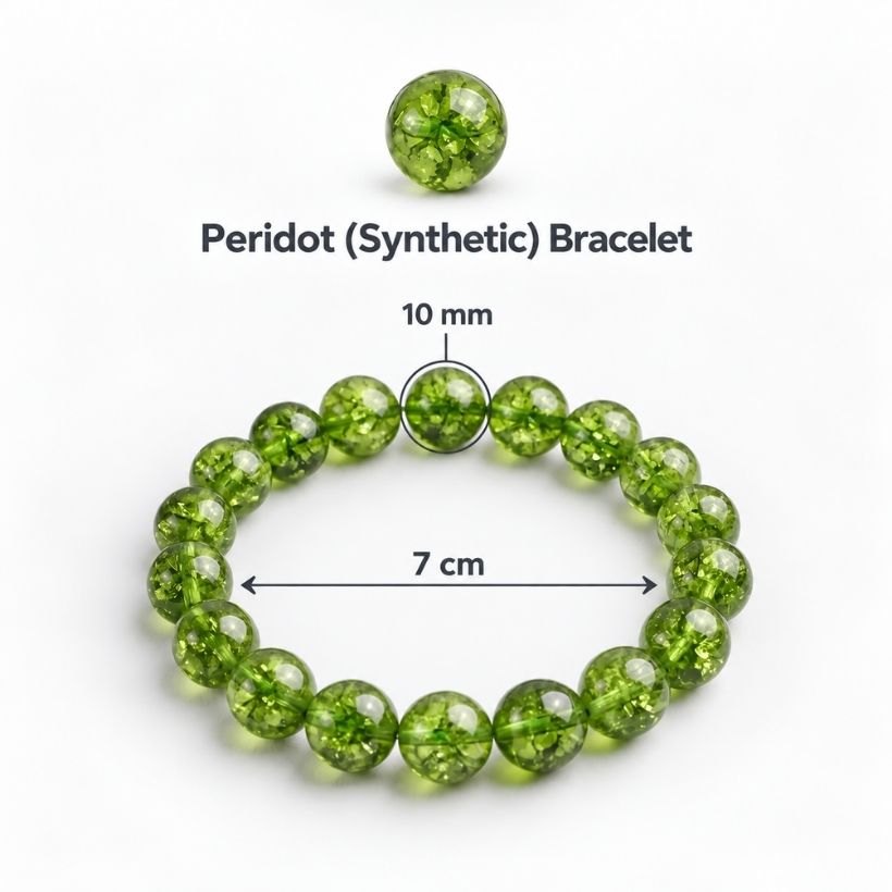 Peridot Round Beads Bracelet ( Synthetic ) (2) peridot round beads bracelet ( synthetic )