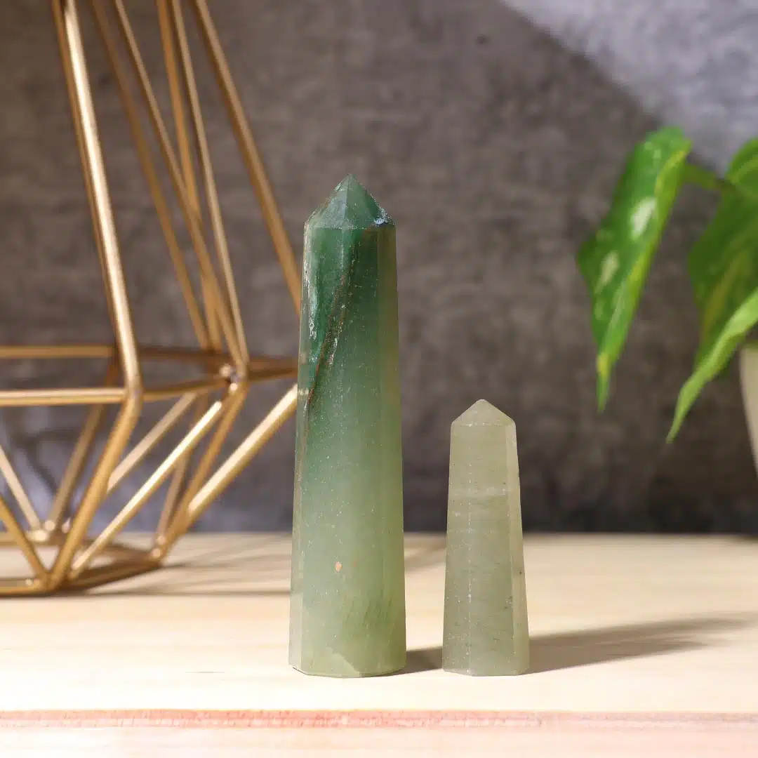 Shubhanjali-Green Aventurine Stone Pencil Green Aventurine Stone Pencil Obelisks Energised Point Pencil