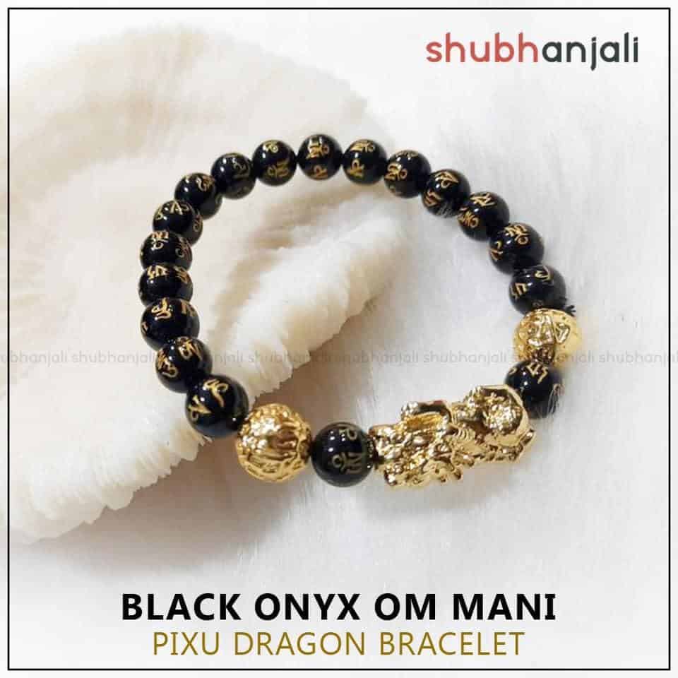 Black Onyx Om Mani Pixiu Dragon Bracelet Shubhanjali Care For Your Mind Body Soul