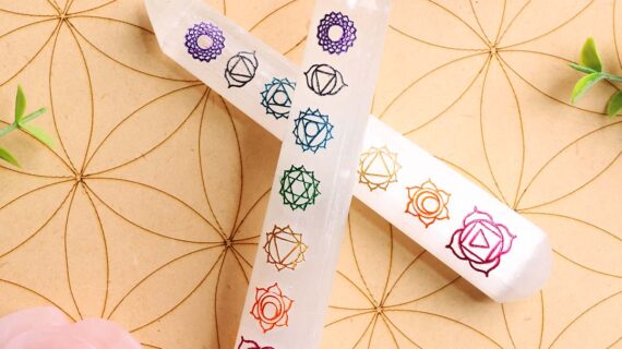 Selenite 7 Chakra Wand