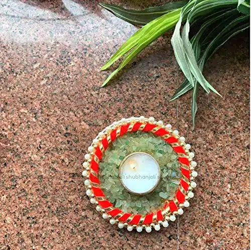 Shubhanjali-Green Aventurine Chips Stone Rangoli Diye Shop Diwali Special Chips Stone Rangoli Diye