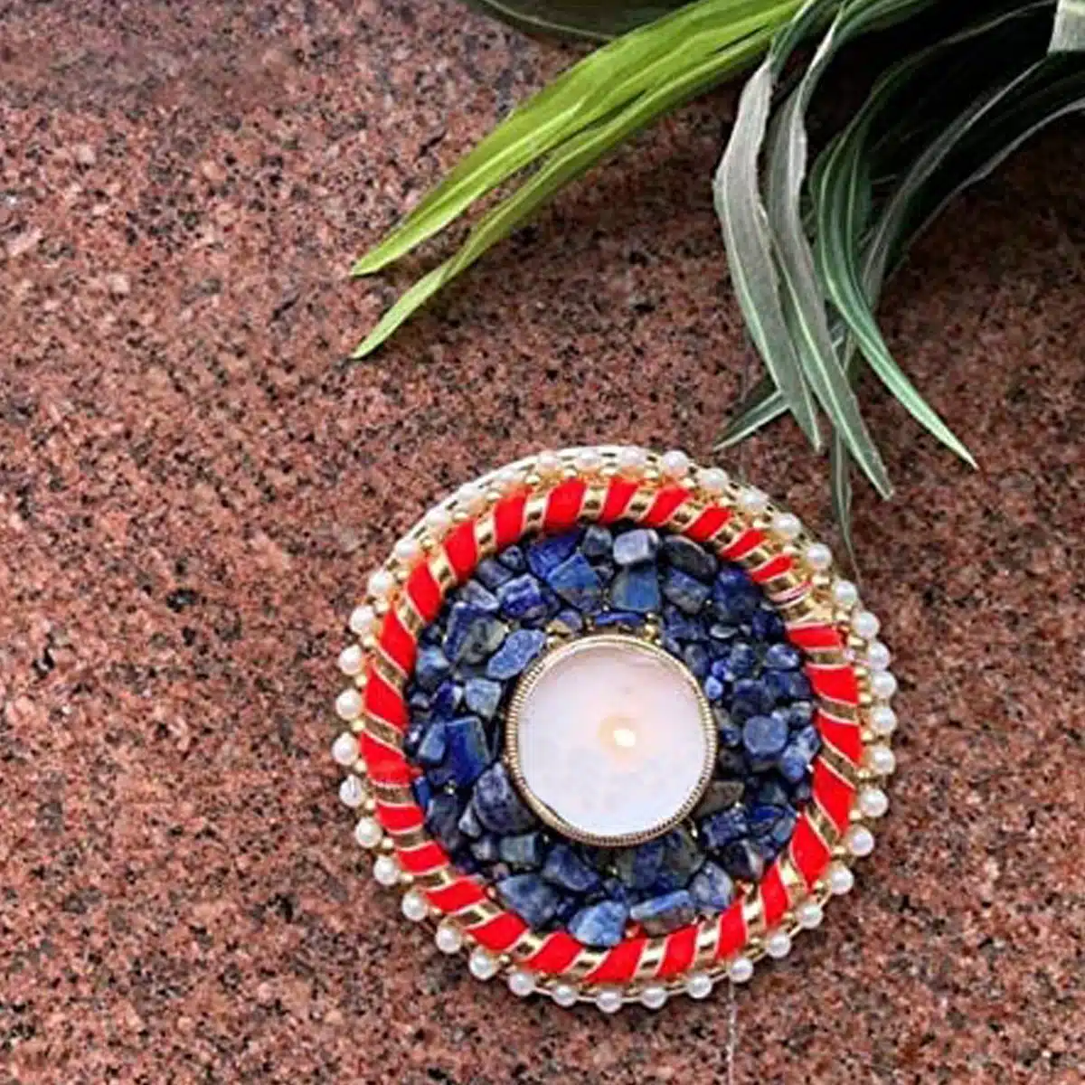 Shubhanjali-Lapis Lazuli Chips Stone Rangoli Diye Shop Diwali Special Chips Stone Rangoli Diye