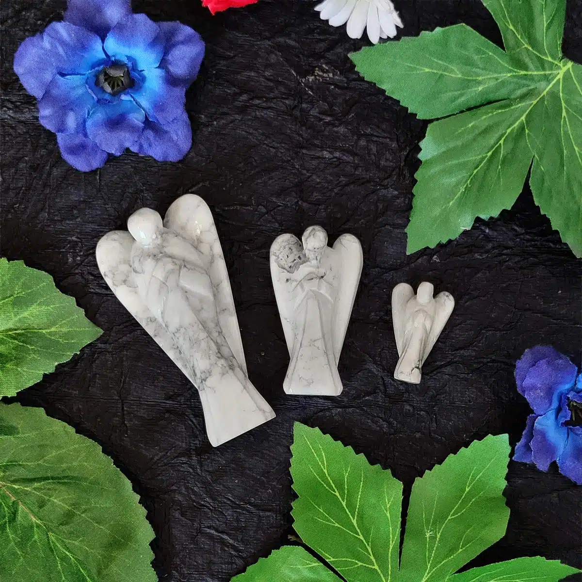 Howlite Angels-Shubhanjali (2) Shop Howlite Crystal Carved Angels