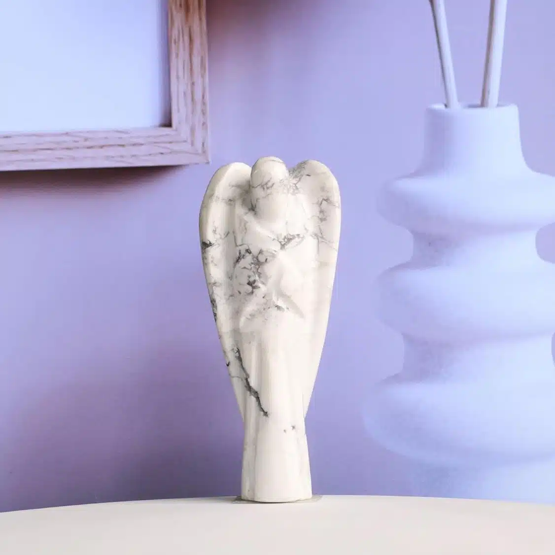 Howlite Angels-Shubhanjali (7) Shop Howlite Crystal Carved Angels