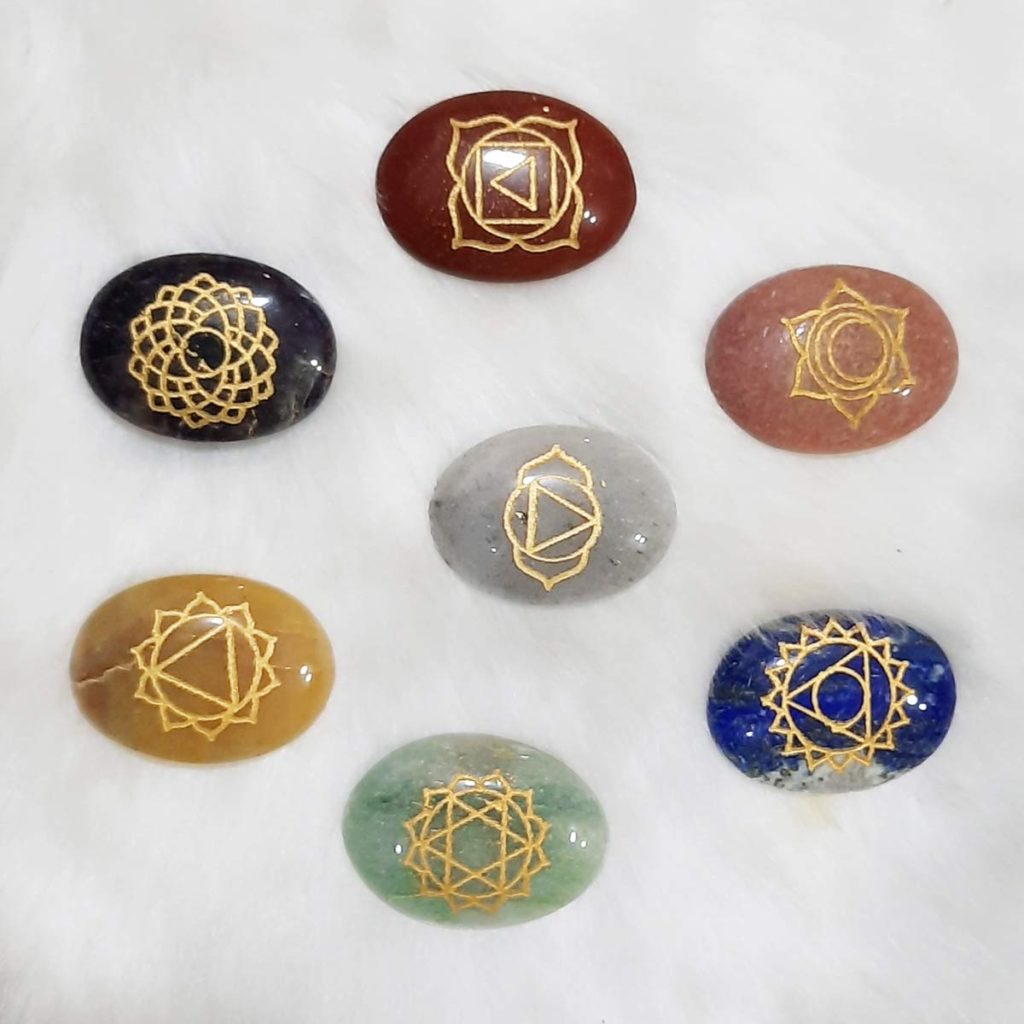 Seven Chakra Symbol crystal Stones 