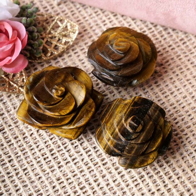 Natural Tiger Eye Crystal Rose Flower