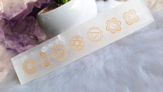 Selenite Seven Chakra Symbol Stick