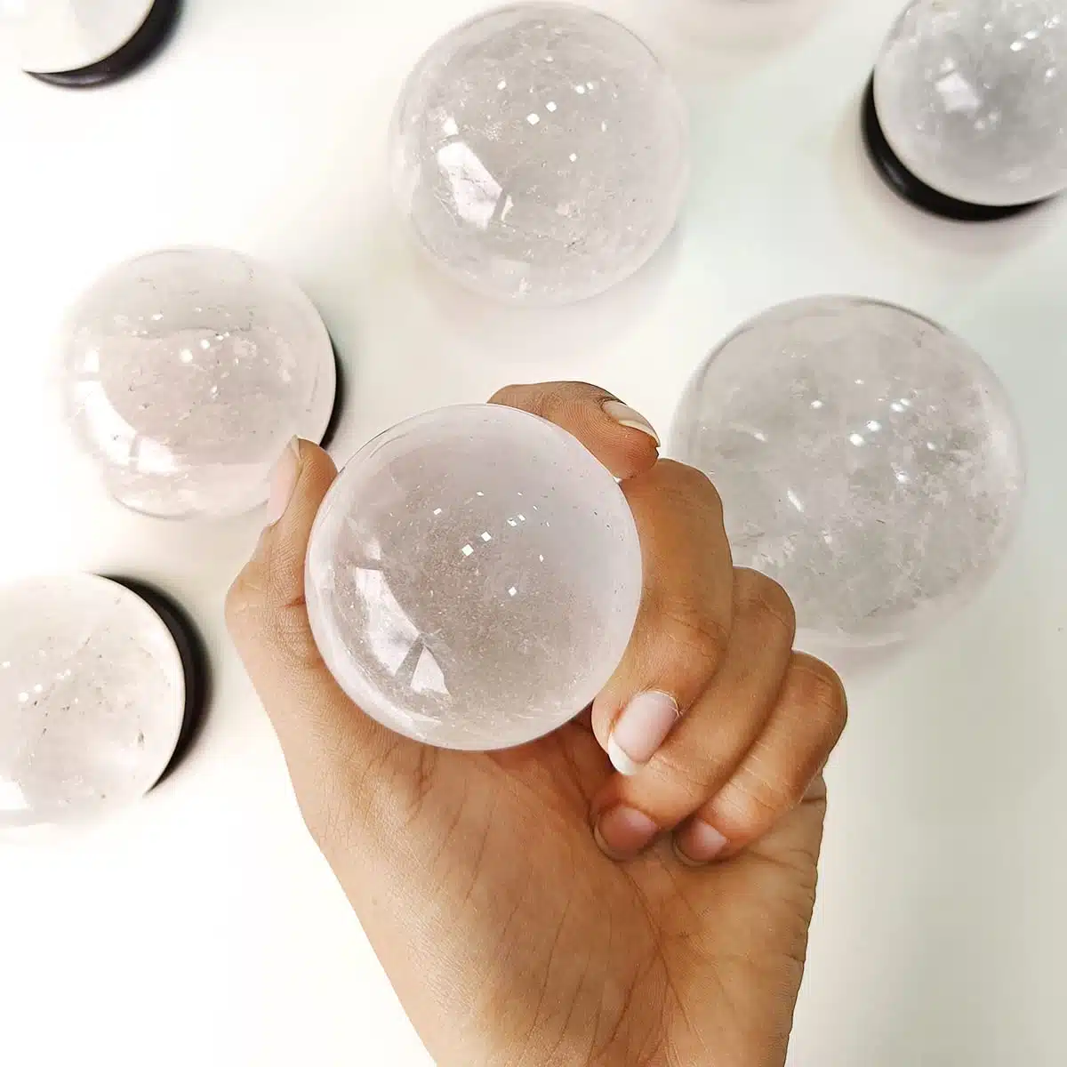 Clear Quartz Sphere-Shubhanjali (5) Shop Clear Quartz Crystal Sphere/Balls