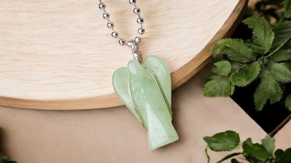 Green Aventurine Angel Wire Wrapped Pendant