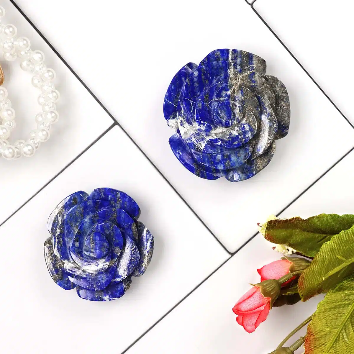 Shubhanjali-Lapis lazuli Rose Flower (1) Lapis lazuli Rose Flower