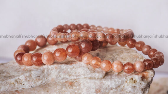 Sunstone Heated Round Beads Bracelet