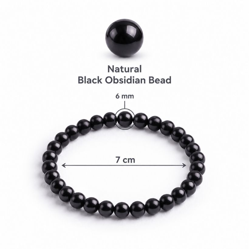 Black Obsidian Round Beads Bracelet (1) black obsidian round beads bracelet