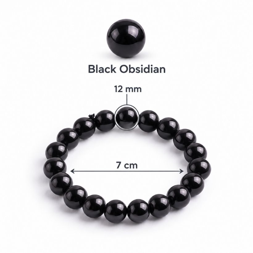 Black Obsidian Round Beads Bracelet (2) black obsidian round beads bracelet