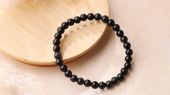 Black Obsidian Round Beads Bracelet