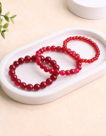 pink onyx round bead bracelet