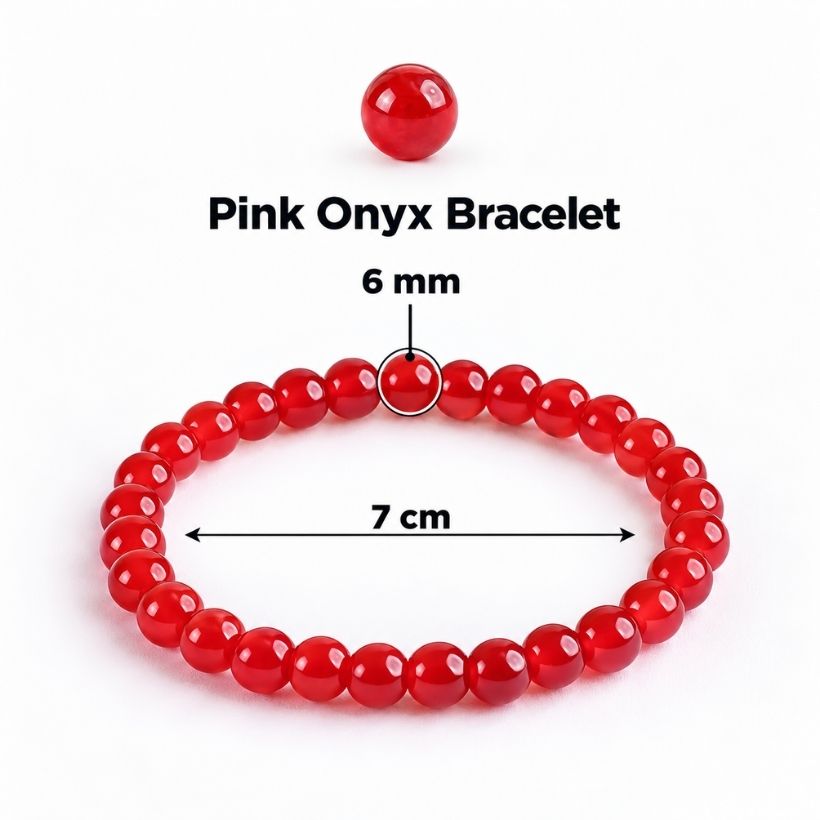 Pink Onyx Round Beads Bracelet (1) pink onyx round beads bracelet