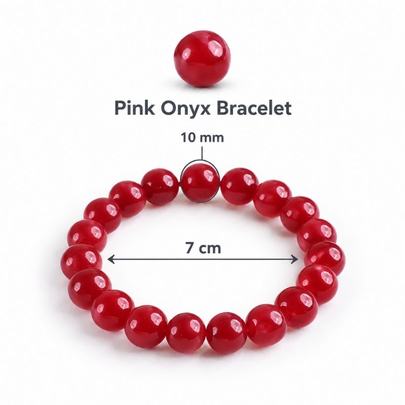 Pink Onyx Round Beads Bracelet (2) pink onyx round beads bracelet