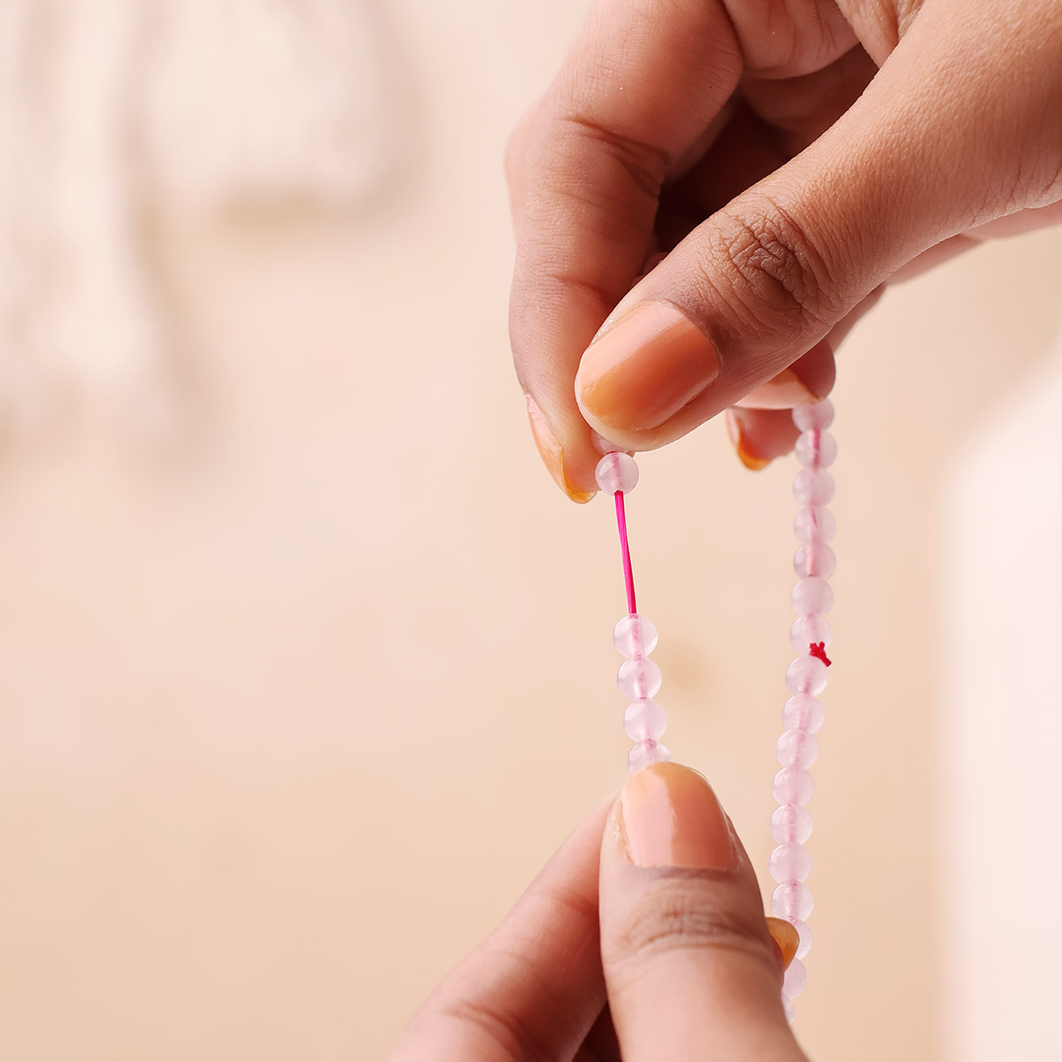Rose Quartz Round Beads Bracelet (12)