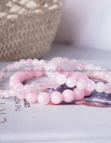 Natural Rose Quartz Crystal Round Beads Bracelet