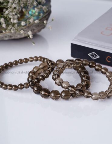 Natural Smoky Quartz Crystal Round Beads Bracelet