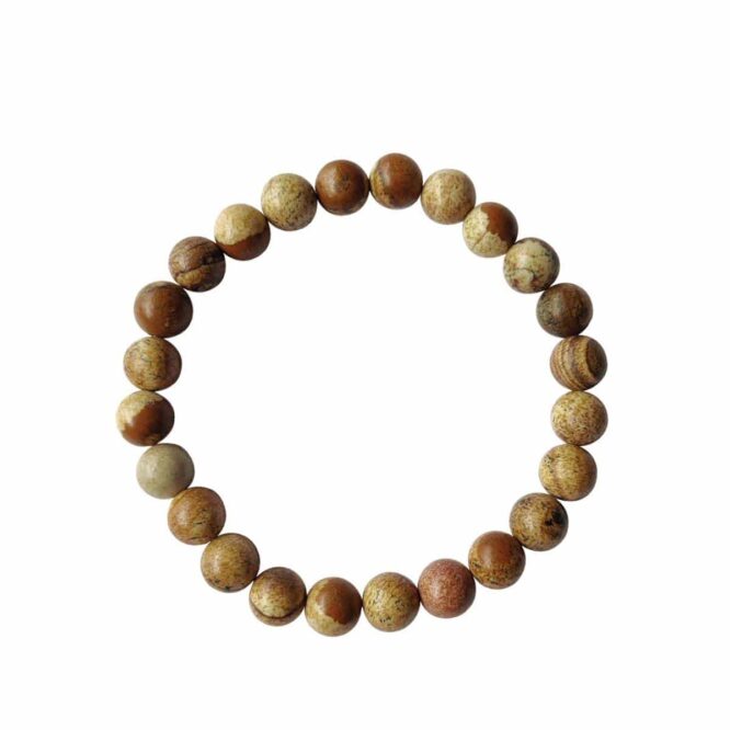 Natural Picture Jasper Crystal Round Beads Bracelet