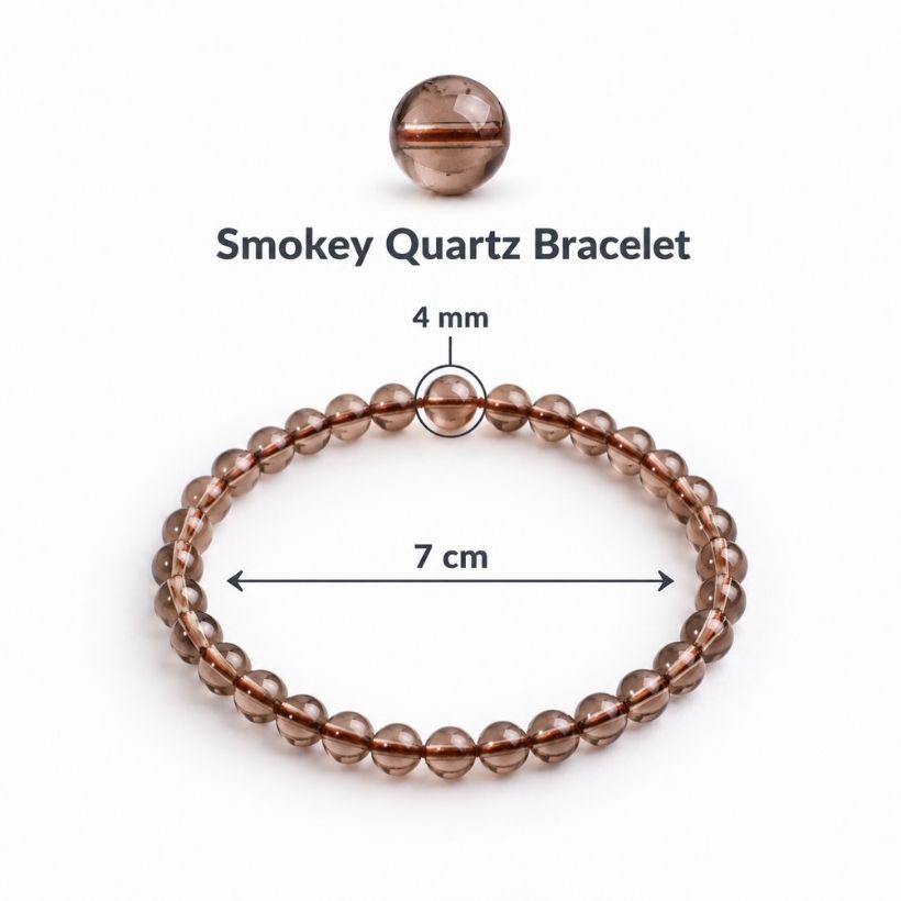 Smoky Quartz Round Beads Bracelet (1) smoky quartz round beads bracelet