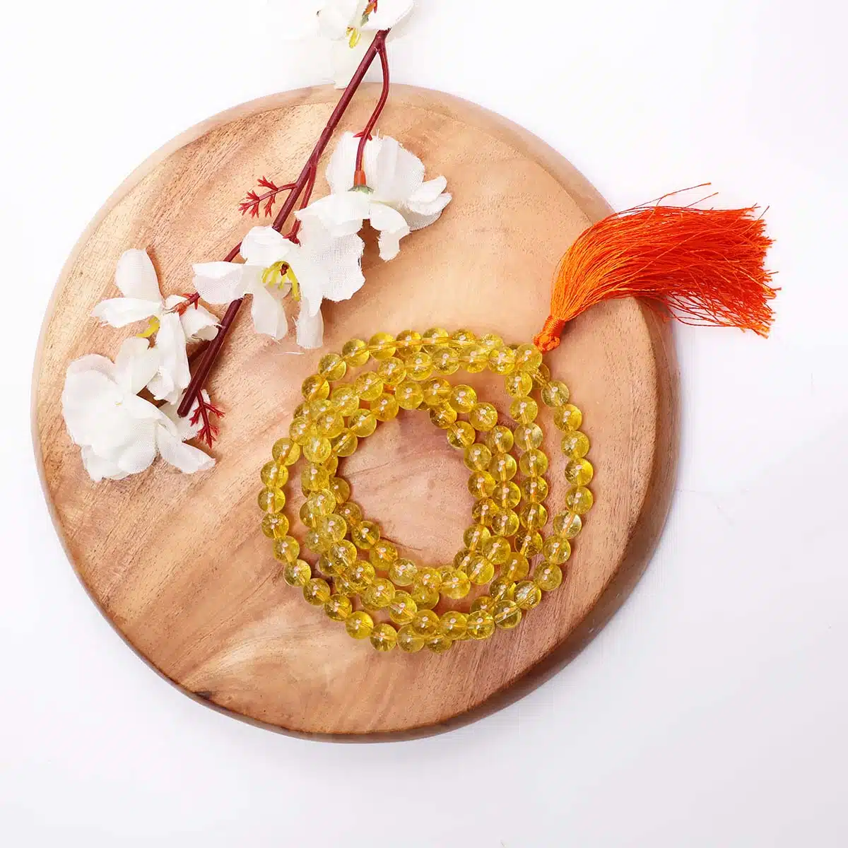 Citrine Round Stone 108+1 Beads Jaap Mala-Shubhanjali (3) Shop Crystal Citrine Round Stone 108+1 Beads Jaap Mala