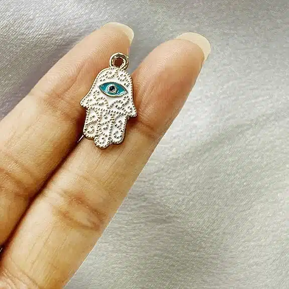 Evil Eye Hamsa Hand Pendant with Chain-Shubhanjali (5) Shop Evil Eye Hamsa Hand Pendant with Chain