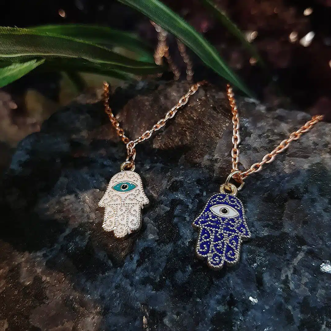 Evil-Eye-Hamsa-Hand-Pendant_Shubhanjali. Evil Eye Hamsa Hand Pendant with Chain