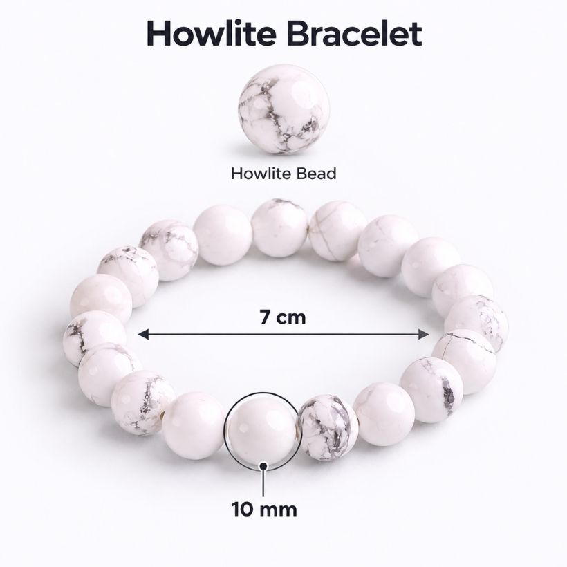 Howlite Round Beads Bracelet (1) howlite round beads bracelet