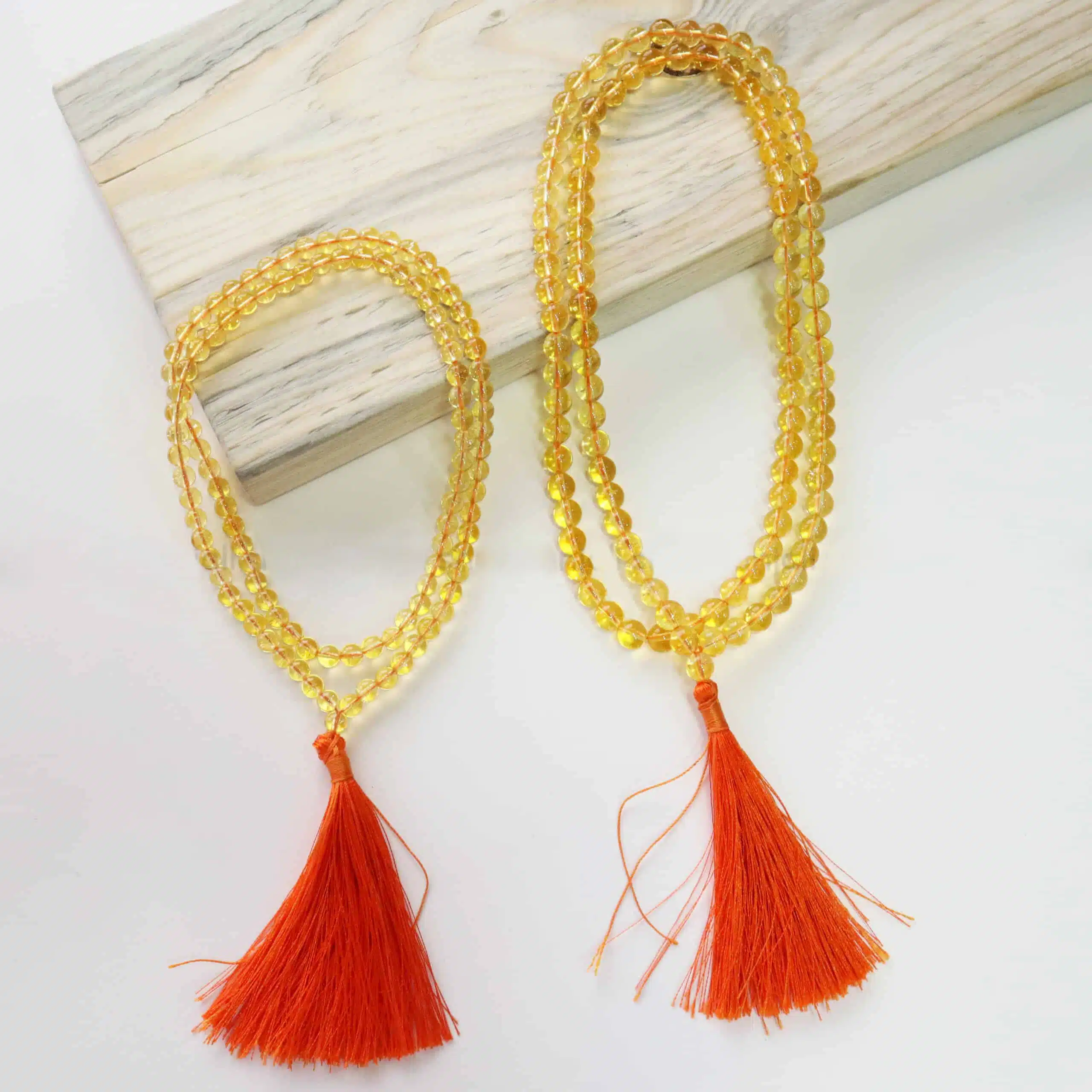 Shubhanjali-Citrine Jaap Mala Citrine Round Stone 108+1 Beads Jaap Mala