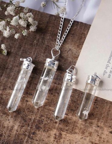 Natural Clear Quartz Crystal Pencil Shape Pendant