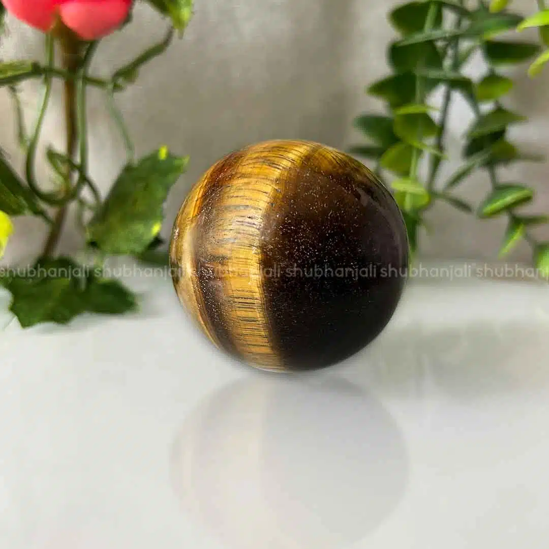 Shubhanjali-Tiger Eye Crystal Sphere Ball Natural Tiger Eye Polished Crystal Sphere / Ball