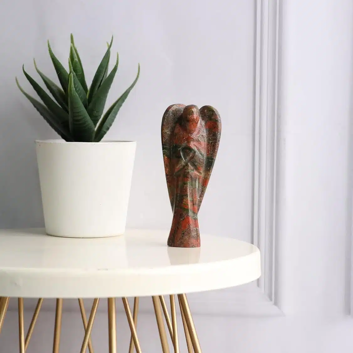 Unakite Stone Carved Angel-Shubhanjali (2) Shop Unakite Stone Carved Angel