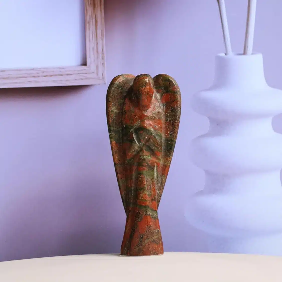 Unakite Stone Carved Angel-Shubhanjali (3) Shop Unakite Stone Carved Angel