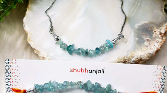 Blue Apatite Chips Rakhi (Bhaiya, Bhabhi/Sister in Law)