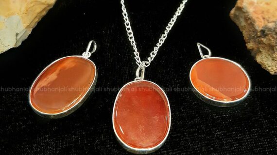 Carnelian Oval and Round Pendant
