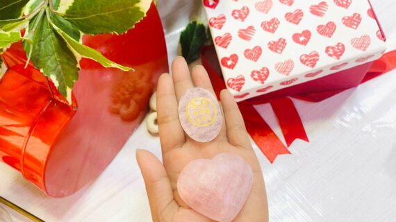 Combo of 2 Rose Quartz Love Switch Word and Rose Quartz Heart 40-60 gm