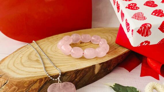 Combo of 2 Rose Quartz Tumble Bracelet and Rose Quartz Heart Pendant