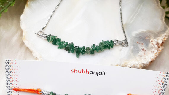 Green Aventurine Chips Rakhi (Bhaiya, Bhabhi/Sister in Law)