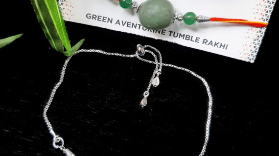 Green Aventurine Tumble Rakhi (Bhaiya, Bhabhi/Sister in Law)