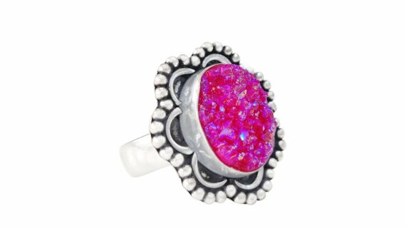 Pink Druzy Antique Ring