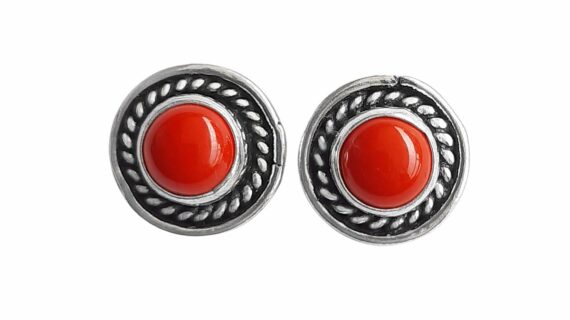 Red Agate Stud Earrings