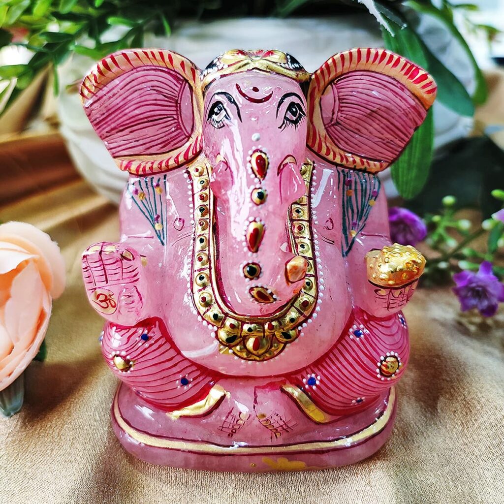 Rose Quartz Crystal Ganesha