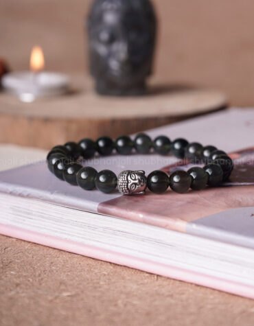 Black Obsidian Buddha Crystal Bracelet