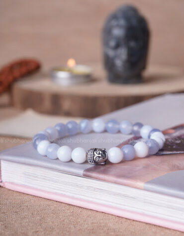 Blue Lace Agate Buddha Crystal Bracelet